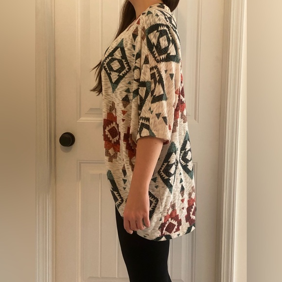CATO - Boho tribal print cardigan / shawl / kimono with lace detail - Picture 2 of 5
